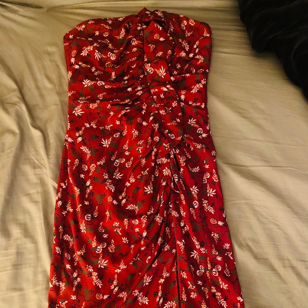 Likely red floral dress